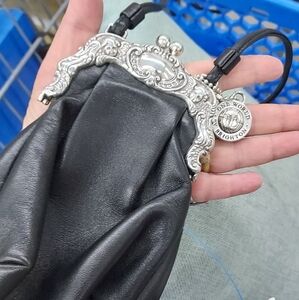 Vintage Brighton Black and Silver Crossbody Purse LEATHER Stunning